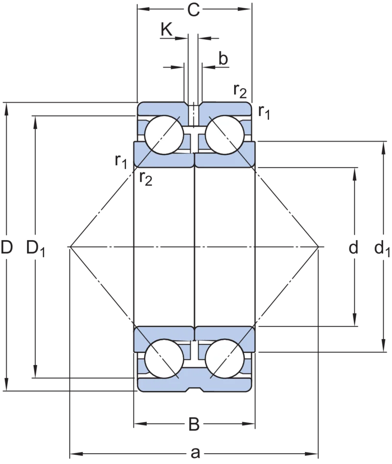 Rolamentos de esferas de contato angular - 305608 B