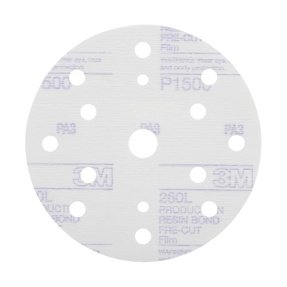 Disco Abrasivo de Filme de Acabamento 3M™ Hookit™ 260L, 150 mm, 15 furos, P1500, 51053