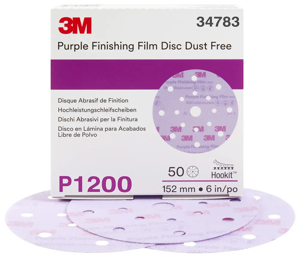 Disco Abrasivo de Suporte Plástico de Acabamento 3M™ Hookit™ 260L púrpura, 150 mm, 17 furos, P1200, 34783