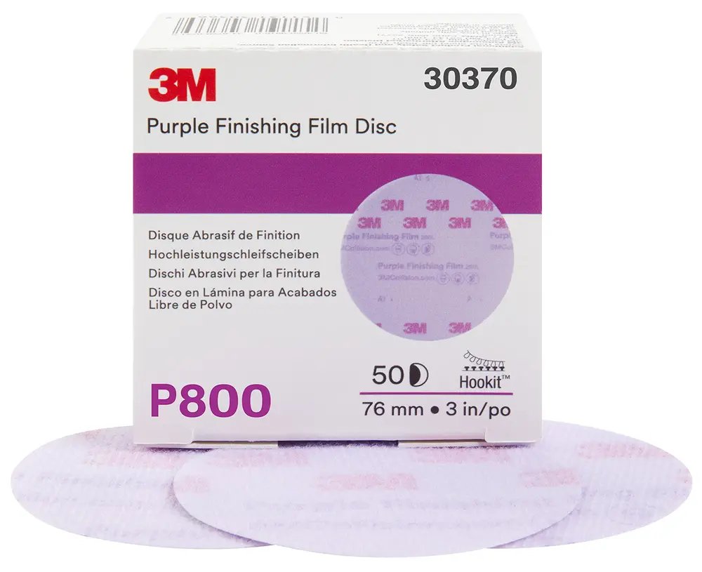 Disco Abrasivo de Suporte Plástico de Acabamento 3M™ Hookit™ 260L púrpura, 75 mm, No furos, P800, 30370