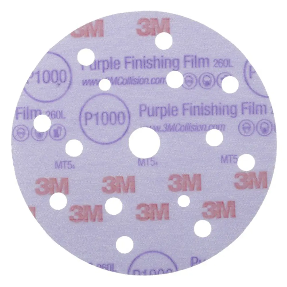 Disco Abrasivo de Suporte Plástico de Acabamento 3M™ Hookit™ 260L púrpura, 150 mm, 15 furos, P1000, 51157