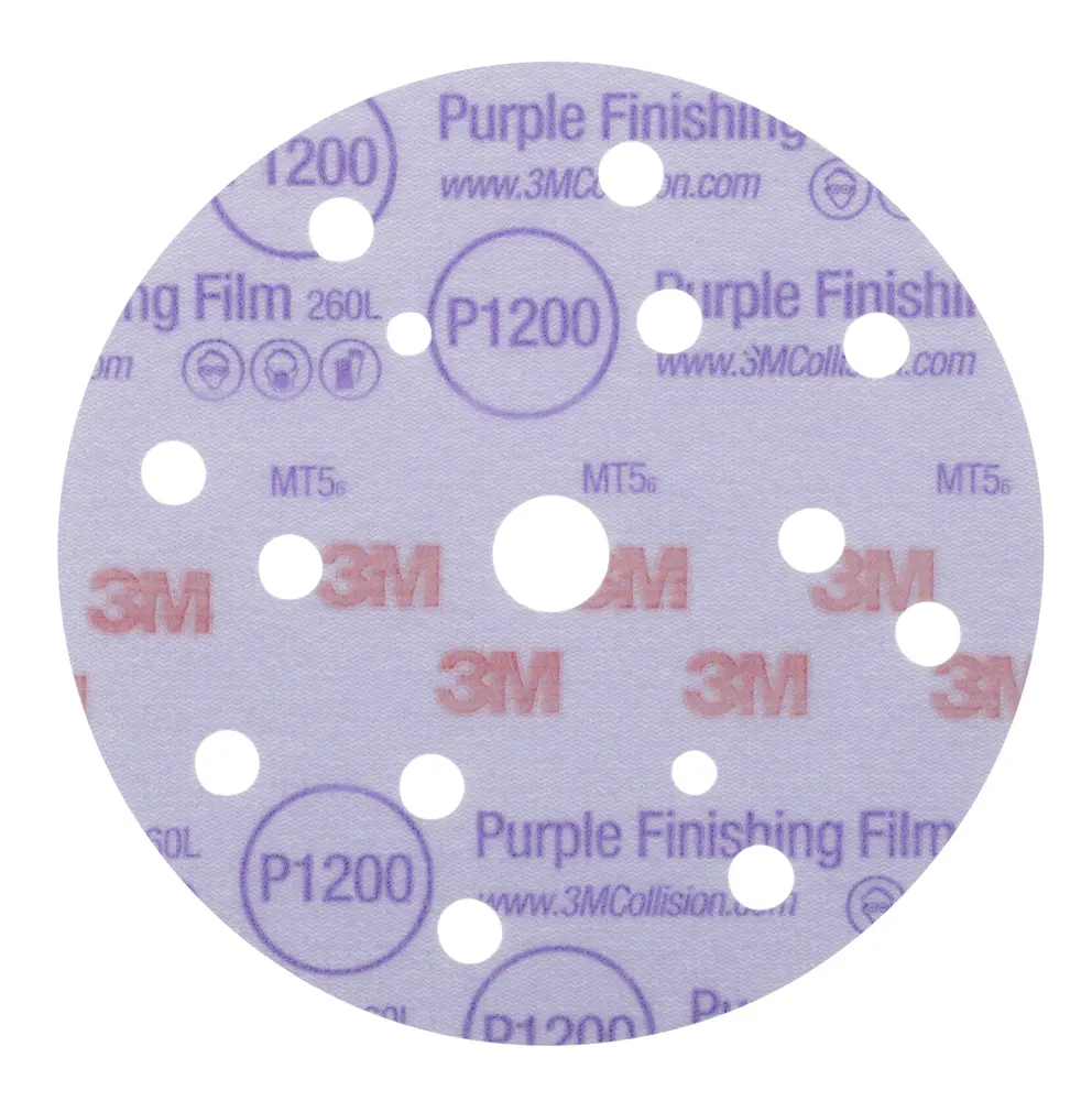 Disco Abrasivo de Suporte Plástico de Acabamento 3M™ Hookit™ 260L púrpura, 150 mm, 15 furos, P1200, 51158