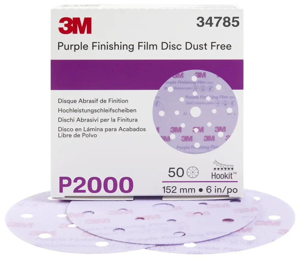Disco Abrasivo de Suporte Plástico de Acabamento 3M™ Hookit™ 260L púrpura, 150 mm, 17 Buraco, P2000, 34785