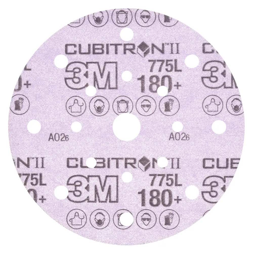 3M™ Cubitron™ II Hookit™ Disco de film clean sanding 775L, 152.4 mm x 9.53 mm, 17 Hole, 180+
