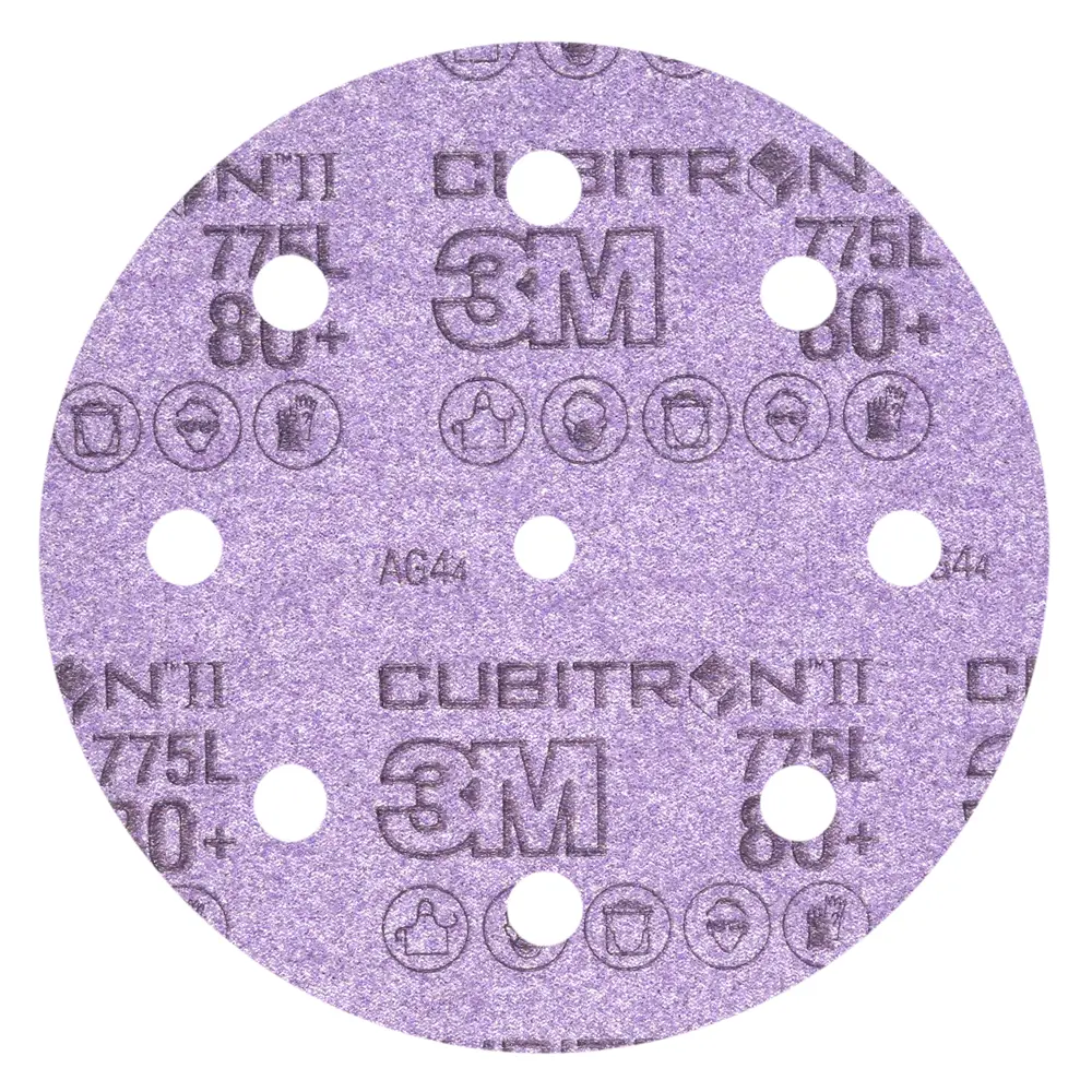 Disco de Limpeza 3M™ Cubitron™ II Hookit™ 775L, 80+ 3MIL, 5 in x NH, 8HL, Die 500KE