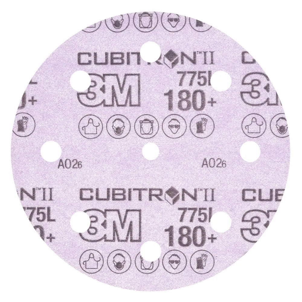 Disco de Limpeza 3M™ Cubitron™ II Hookit™ 775L, 180+ 3MIL, 127 mm x NH, 8HL, Die 500KE, 50/Carton, 250 ea/Case