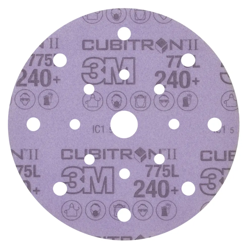 Disco de Limpeza 3M™ Cubitron™ II Hookit™ 775L, 240+ 3MIL, 152.4 mm x NH, 17HL, Die 600FL, 50/Carton, 250 ea/Case