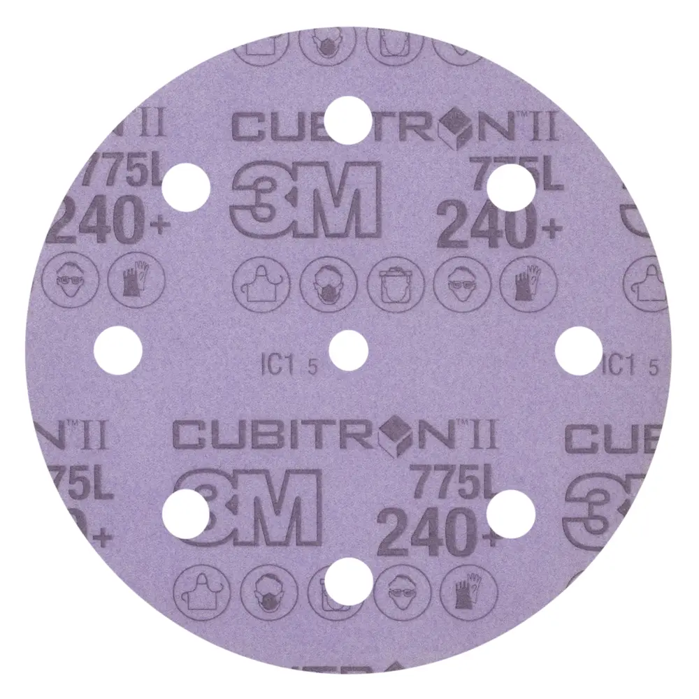 Disco de Limpeza 3M™ Cubitron™ II Hookit™ 775L, 240+ 3MIL, 127 mm x NH, 8HL, Die 500KE, 50/Carton, 250 ea/Case