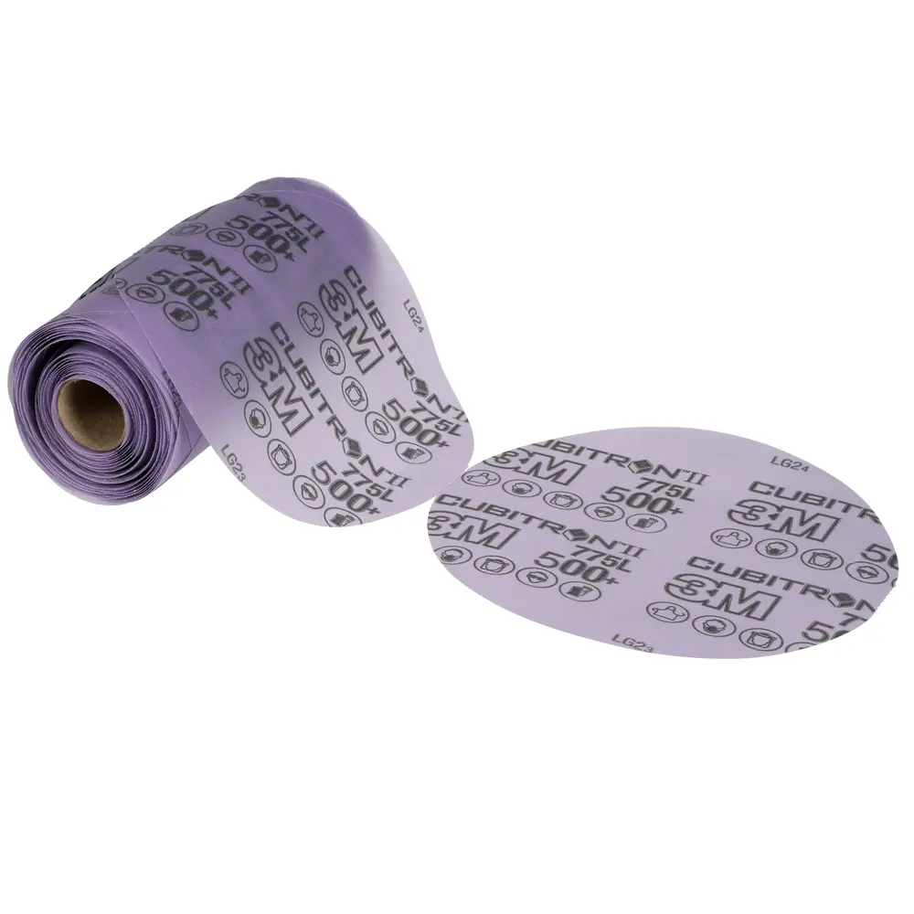 3M™ Cubitron™ II Stikit™ Film Disc Roll 775L, 500+ 3MIL, 125 mm, Linered, 500X